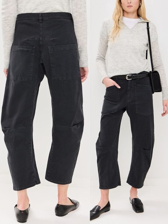 Nili Lotan Pants - Nili Lotan Shon Pant Carbon‎ Gray Cotton Twill Barrel Leg Cropped Size 0